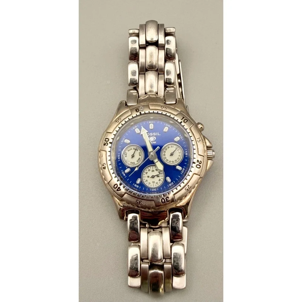 Fossil Blue Sharkmaster BQ-9016 Blue Dial Multifunction Watch – For Repair